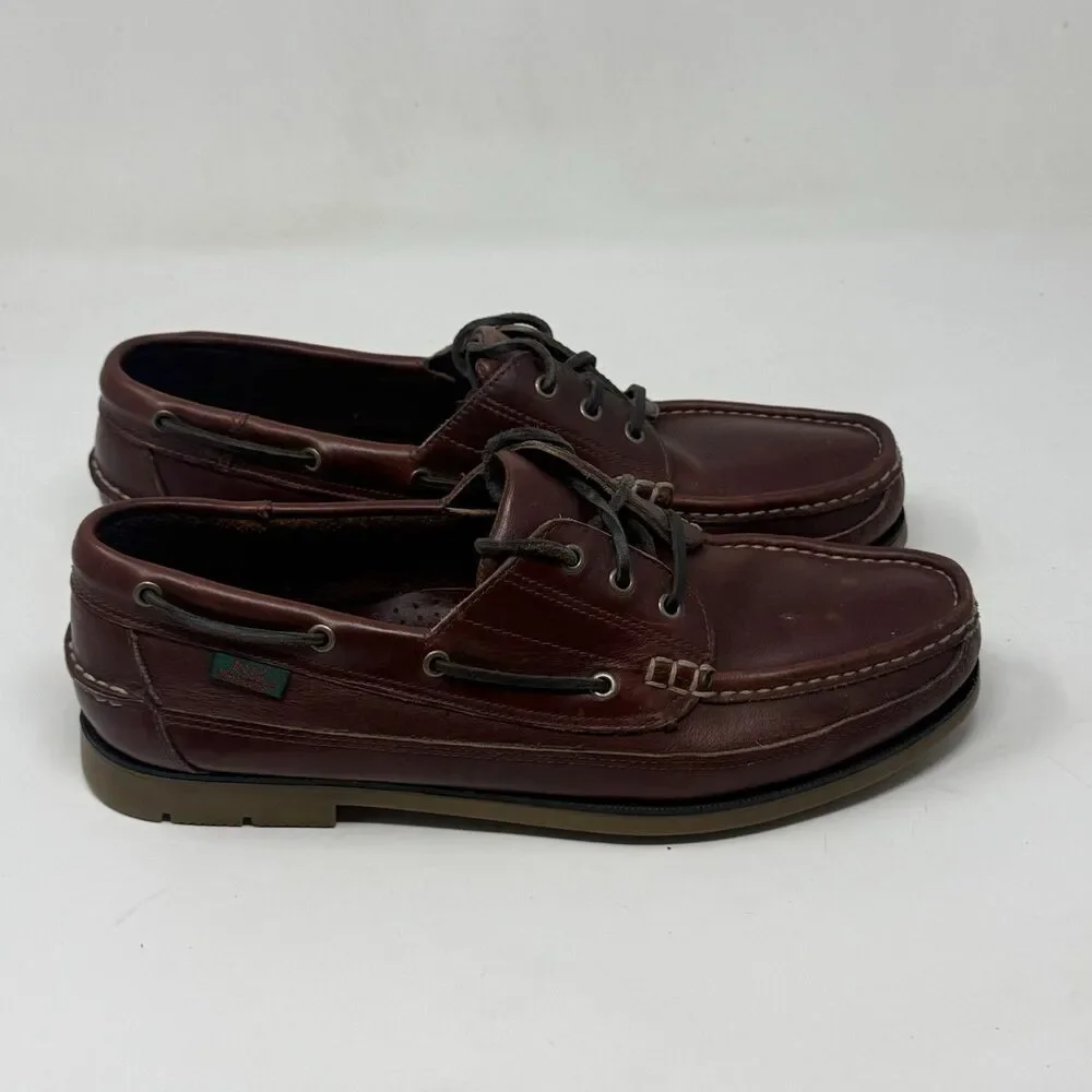 Dockmasters Boat Shoes Mens 12 M Brown Leather Hand Sewn Moccasin Preppy